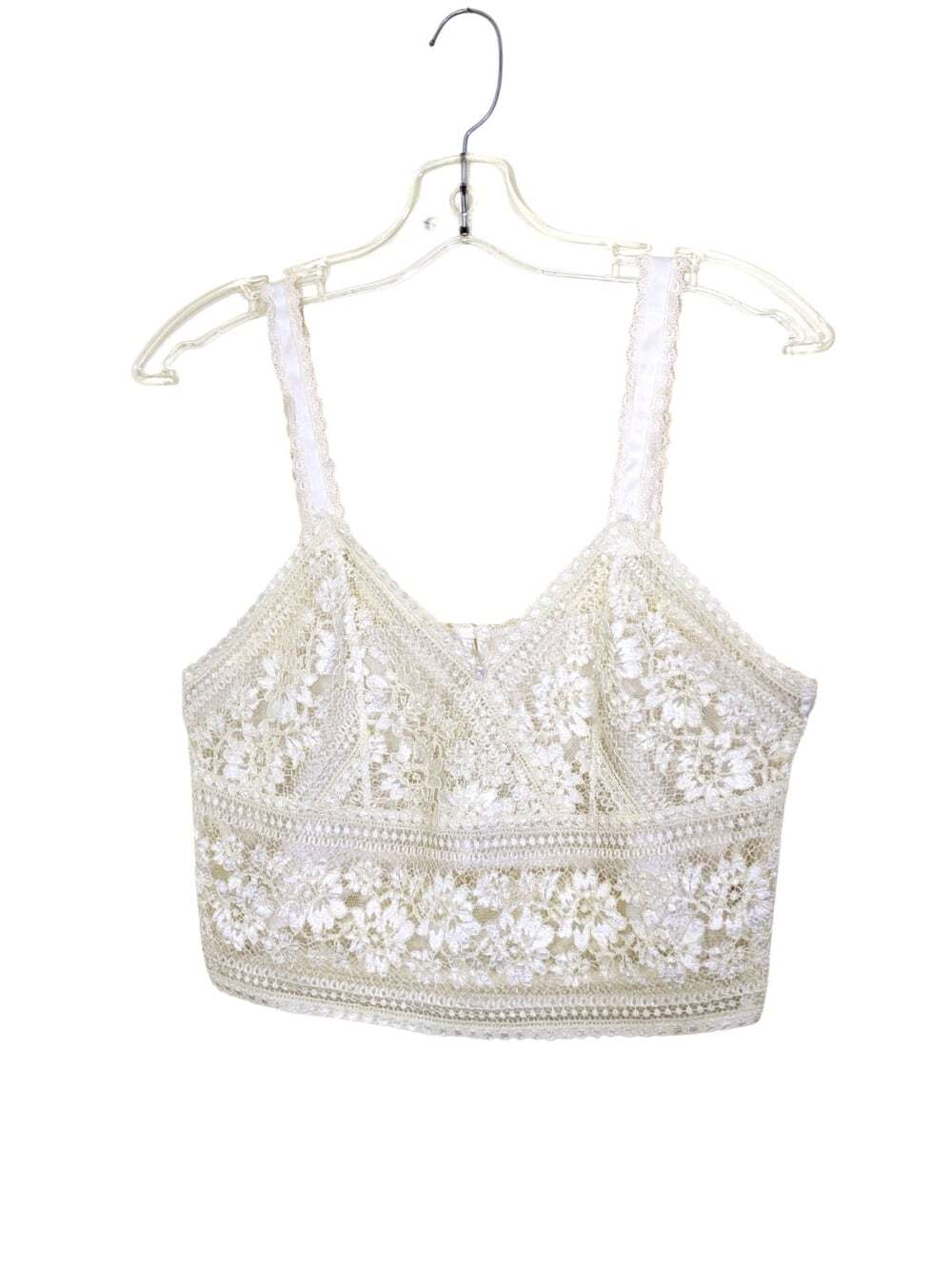 Sheer Lace Cropped Camisole Ivory Bralette Coquette Fairy Romantic Size Medium